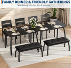 Dining Table Set for 4, 3-Piece Wooden Kitchen Table with 2 Upholstered Benches, Space-Saving Dinette Set for Restaurant, Studio, Dining Room, Home Kitchen, Gray (Black, 2 Chairs + 1 Bench)