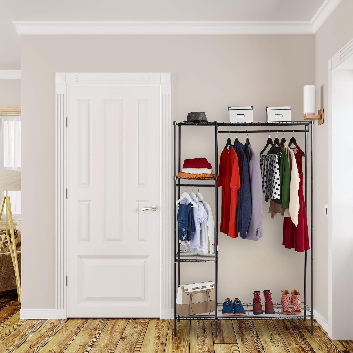 Relaxdays Open Clothes Rack, Black, 180 x 120 x 45 cm