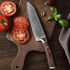 Wakoli 7-inch Damascus Santoku Knife - 67-Layer VG10 Core Steel, Razor Sharp Japanese Chef's Knife with Pakkawood Handle, for Meat, Vegetables & All Kitchen Tasks - Gift Box (EDIB)