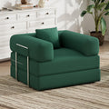Single Couch Sofa for Small Spaces, 2-in-1 Single Sofa with Soft Corduroy Foldable Chair Lounger Sleeper Sofas for Small Apartment, Living Room, Home Office (Green, 35.43" Single Sofa)