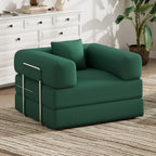 Single Couch Sofa for Small Spaces, 2-in-1 Single Sofa with Soft Corduroy Foldable Chair Lounger Sleeper Sofas for Small Apartment, Living Room, Home Office (Green, 35.43" Single Sofa)