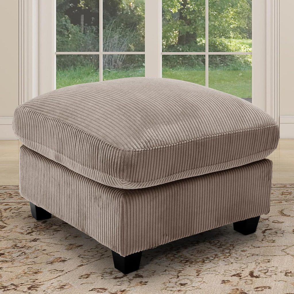 HAOMARKETS Corduroy Sofa Set, Upholstered Ottoman Footrest, Modern Living Room Furniture Sets,Brown