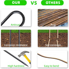22 Pieces 12-Inch Garden Ground Stakes Galvanized Steel U Shape Hook Rebar Stake - Heavy Duty Anchors for Tents, Position Kits,Fences, and Trampolines