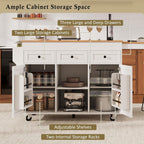 54.1"-85.5" Rolling Kitchen Island with Slide Out Table Grey