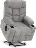 MCombo Power Lift Recliner for Elderly, Fabric 7287 (Light Grey, Medium)