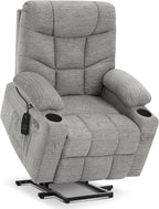 MCombo Power Lift Recliner for Elderly, Fabric 7287 (Light Grey, Medium)
