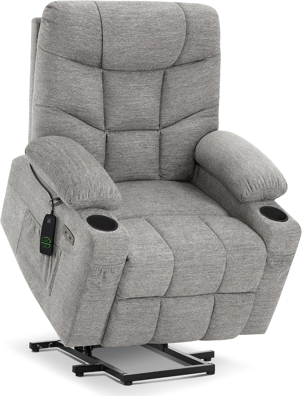 MCombo Power Lift Recliner for Elderly, Fabric 7287 (Light Grey, Medium)