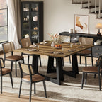 Tribesigns 47-Inch Dining Table for 2-4 People, Small Kitchen Table with Sturdy Pedestal Base, Farmhouse Wood Kitchen & Dining Room Furniture for Small Spaces, Rustic Brown and Black
