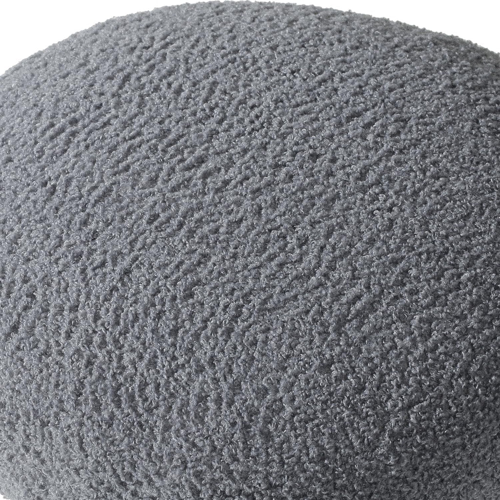 Mushroom Ottoman, 18” Boucle Foot Stool for Living Room & Bedroom, Cute Vanity Stool, Accent Footrest for Entryway, No Assembly Required, Gray