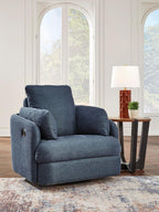 Signature Design by Ashley Modmax Swivel Glider Recliner, Hidden Storage & Washable Bolsters, Next-Gen Nuvella Performance Fabric, Modern Chair for Living Room or Office, Ink Blue