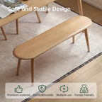 47'' 100% Solid Oak Wood Dining Bench,Rounded Corner Baguette Shape Chair Surface Design,Entryway Bedroom Bed End Bench (47.3inch, Natural Oak)