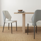 Upholstered Dining Chairs Set of 6, Modern PU Leather Dining Room Kitchen Side Chair with Padded Seat and Metal Legs Restaurant/Cafe,Light Grey
