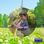Personalized Dog Memorial with Photo Wind Spinner Metal Outdoor Art, Custom Picture Colorful 3D Kinetic Sculpture, Image Ornament Hanging Pet Loss Sympathy Gifts for Dogs