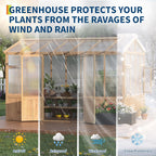 8x12 ft Wooden Greenhouse for Outdoor - Heavy Duty Walk-in Green House Kit with 6 mm Polycarbonate,Ventilated Window & Lockable Door for Backyard,Patio,Lawn