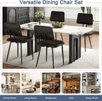 VECELO Dining Chairs Set of 2, Modern Upholstered Kitchen Chairs with Faux Leather Cushion Seat & Metal Legs for Kitchen, Living Room, Tufted Backrest Design, Black