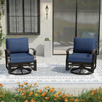 Gotland 2 Piece Patio Set, Metal Outdoor Swivel Chairs Set of 2 with 5.1’’ High-Resilience Seat Cushions 6.2’’ Thick Back Pillow 29.5’’ Deep Seat Removable Cushions for Backyard, Lawn, Porch, Navy