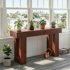 47" Narrow Console Table with Socket & Sensor Light, Farmhouse Entryway Table, Behind Couch Table, Hallway/Living Room/Couch Armrest Table, Dark Walnut