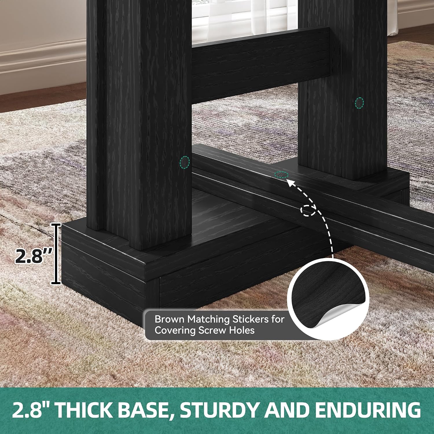 YITAHOME 70" Dining Table for 6–10 People, Farmhouse Rectangular Kitchen Table with Thick Base for Dining Room, Living Room, and Kitchen, Black