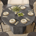 SICOTAS Round Dining Table for 4 6 People 47" Fluted Kitchen Dinner Table Modern Wooden Circle Dining Room Table with Sturdy Base for Dining Room Kitchen Living Room, Dark Grey Alder