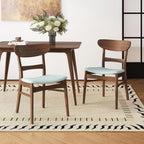 Wood Dining Room Table Set for 4,Mid Century Modern Dining Table Set,Kitchen Table and Chairs Set for Breakfast Nook and Small Space,5 Piece Dining Table for Apartment,Wooden Frame(Walnut+Mint)