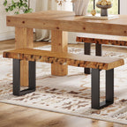 Solid Wood Dining Bench, 47'' Industrial Entryway Bench with Black Metal Legs, Narrow Long End of Bed Bench for Bedroom, Kitchen, Living Room, Hallway, Easy Assembly