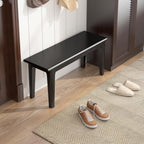 Wilk Wooden Entryway Bench, 39’’ Indoor End of Bed Bench, 100% Solid Oak Wood (Black)