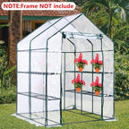 Walk-in Greenhouse Replacement Cover with Roll-Up Zipper Door -56 x 56 x 76 Inch PVC Greenhouse Cover for Outdoor Plant Gardening Plants Cold Frost Protection Wind Rain Proof (Frame Not Include)