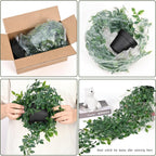 Waipfaru 2Pcs Fake Hanging Plants with Pot Deep Green Eucalyptus Leaves UV Resistant Fake Vines Ivy Artificial Plants Outdoor Faux Plants Indoor Bedroom Living Room Boho Wall Porch Shelf Decor