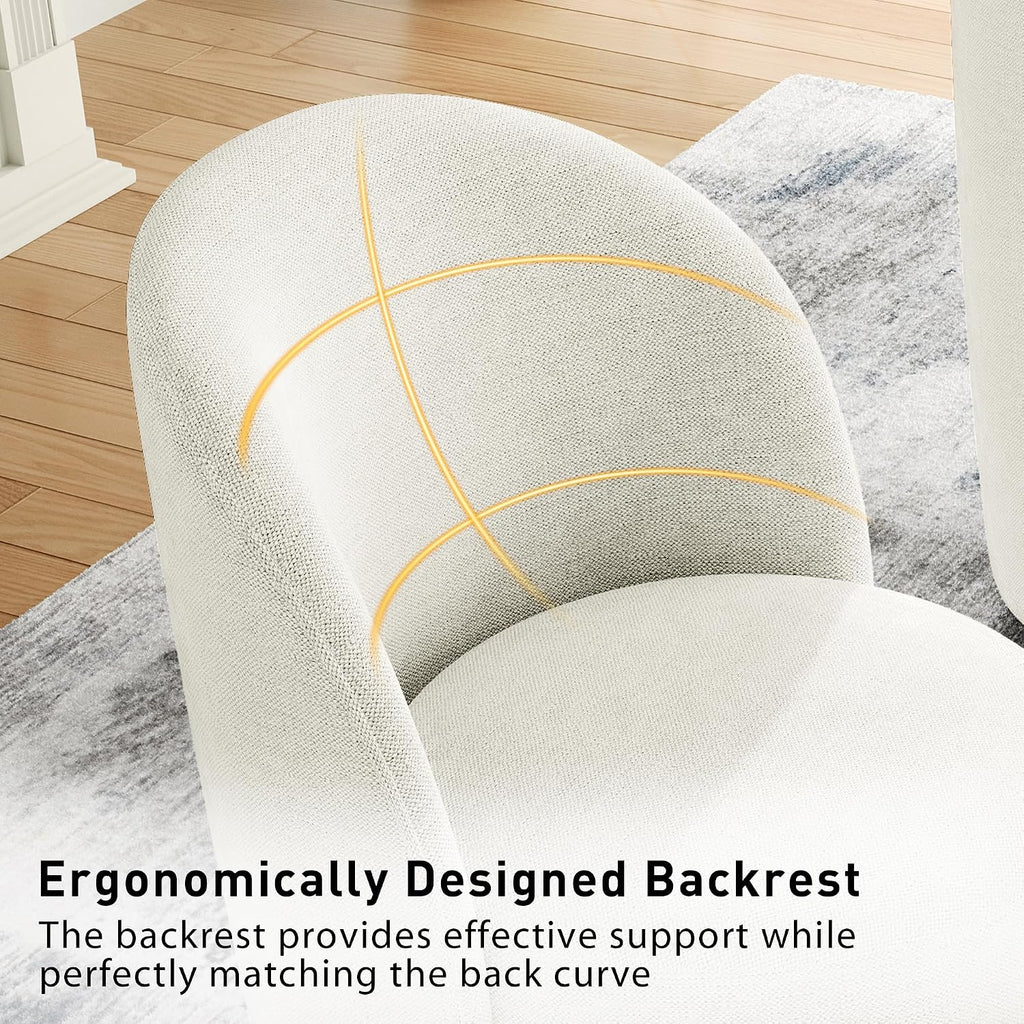 Swivel Barrel Dining Chairs, Upholstered Modern Accent Chair for Living Room, Bedroom, Makeup Vanity, Dining Room, Kitchen (Swivel Fabric Cream White, Set of 6)