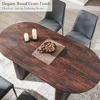 T4TREAM 63" Fluted Oval Dining Table for Kitchen Living Room, Walnut | Mid Century Modern Kitchen Table, Seats 4-6, Thickened Edge and Sturdy Strip Pedestal Base