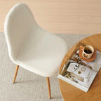 Small Dining Table Set for 4, Modern Round Dining Table with 4 Teddy Fleece Dining Chairs in Metal Legs, Easy Assembly for Compact Spaces - White