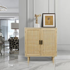 Finnhomy Sideboard Buffet Cabinet, Kitchen Storage Sideboard with Rattan Decorated Doors, Liquor Coffee Buffet, Dining Room, Hallway, Console Table, Accent Cabinet, 31.5X 15.8X 34.6 Inches, Natural