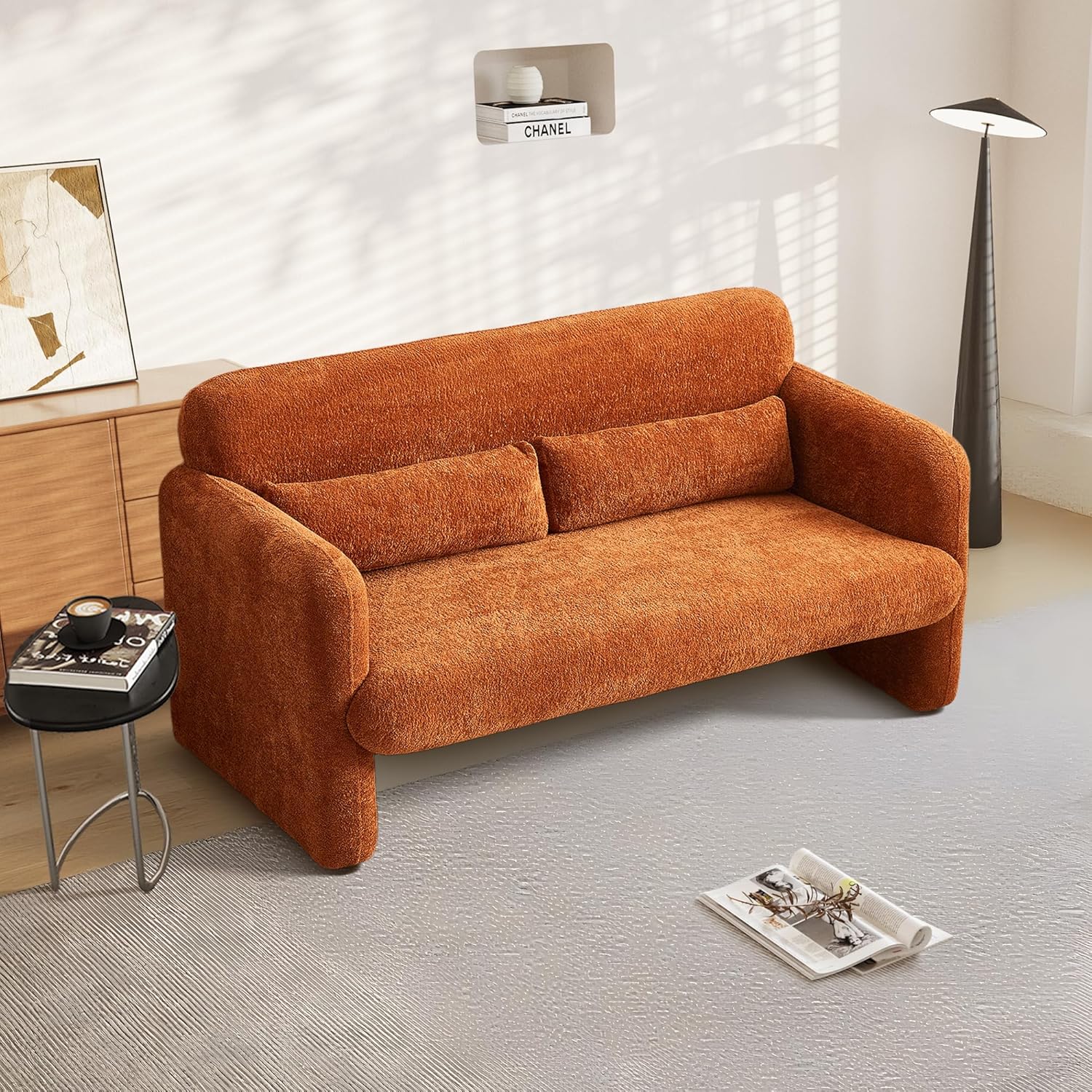 59" W Upgrade Lambswool Fabric Loveseat Sofa, Modern Love seat Couch, Solid and Easy to Install, Upholstered 2-Seater Couch for Bedroom, Apartment, Living Room