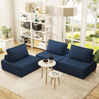 Swbvs 1-Piece Modular Single Couch, Deep Corduroy Lounge Chair with Adjustable Cushions, Versatile Small Chair that Works Alone or Together – Perfect for Apartments, Living Rooms & Bedrooms, Blue
