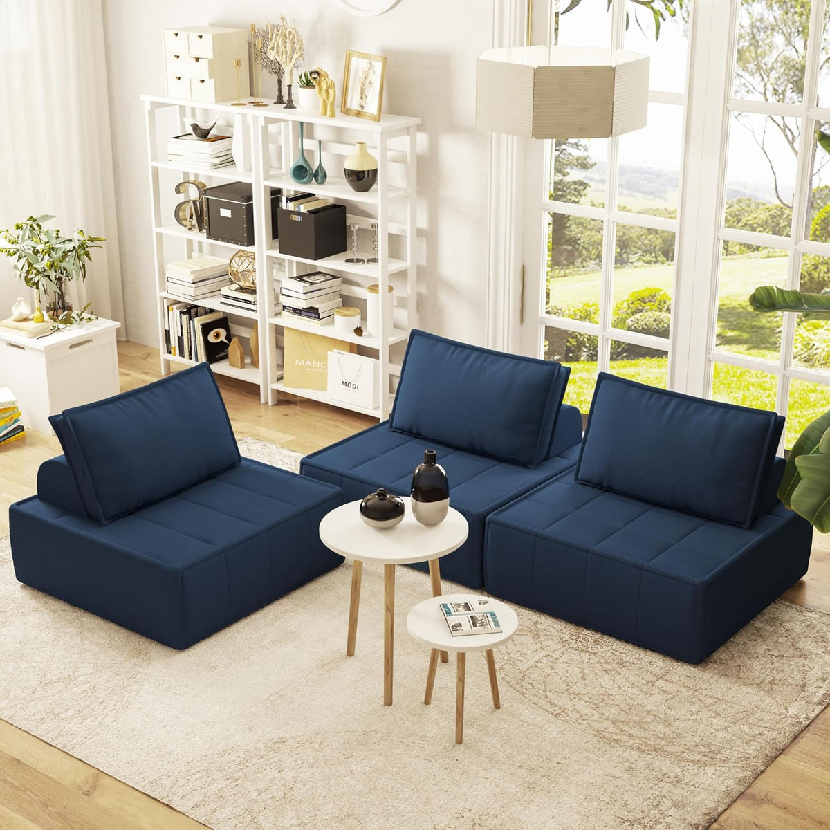 Swbvs 1-Piece Modular Single Couch, Deep Corduroy Lounge Chair with Adjustable Cushions, Versatile Small Chair that Works Alone or Together – Perfect for Apartments, Living Rooms & Bedrooms, Blue