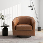 Swivel Barrel Accent Chair, Modern Round Chenille Fabric Arm Chair for Living Room, Bedroom, Comfy Club Reading Chairs for Adults