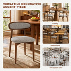 Dining Chairs Set of 4, Upholstered Farmhouse Dining Room Chairs with Soild Wood Legs, Modern Fabric Kitchen Chairs with Ergonomic Curved Backrest, Gray