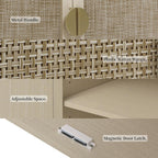 Rattan Cabinet, Storage Sideboard with 2 Doors, Beige Boho Buffet with Adjustable Shelf, Premium Wood Credenza. [Beige, 1pc]
