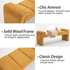 Boucle End of Bed Bench Upholstered Modern Bedroom Bench Channel Tufted Window Bench Comfy Long Ottoman for Living Room/Hallway/Indoor (Mustard, 60" Curved Arm)