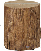 Tree Stump Stool, Decorative Side Table with Round Tabletop, Concrete End Table with Wood Grain Finish, for Indoors and Outdoors, Natural