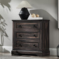 T4TREAM 32" Farmhouse Nightstand with 3 Storage Drawers, Large End Table with Charging Station, Rustic Wood Bedside Table for Bedroom, Living Room, Dark Rustic Oak