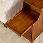 Narrow End Side Table with 2 Drawers and Pull-Out Tray, No-Tools Assembly Sofa Beside Table for Living Room, Slim Side Table with Solid Wood Legs, 11.8”W x 21.6”L x 22.9”H Caramel Brown BG-A1359-MG