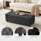 Huatean Home 48" Ottoman with Storage, Dark Gray Storage Ottoman Bench | Upholstered Entryway Bench with Seating for Bedroom, Living Room, Holds up to 330 lb with Safety Hinge