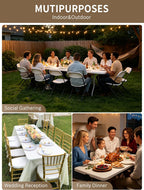 8ft Folding Table, Heavy Duty White Large Portable Foldable Table | Plastic 8 foot folding table seats 8. Rectangular with carrying handle. Indoor outdoor camping, picnic, party and banquet
