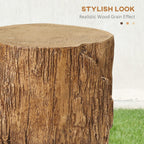 Tree Stump Stool, Decorative Side Table with Round Tabletop, Concrete End Table with Wood Grain Finish, for Indoors and Outdoors, Natural