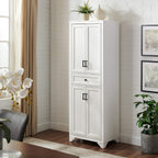 Crosley Furniture Tara Pantry Storage Cabinet with Shelves, Kitchen, Dining, or Laundry Room, Distressed White