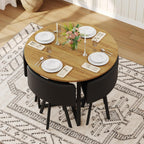 39.5" Round Dining Table Set for 4, 5 Piece Dining Table Set with 4 Tuck-Under Chairs, Farmhouse Kitchen Table Chairs Set, Space Saving Wood Round Dining Room Table Set for Apartments,Home