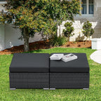 BULEXYARD 2 Pieces PE Rattan Patio Furniture Ottoman Sofas with Thick Cushions Outdoor Wicker Footrest for Backyard, Deck, Garden, Balcony (Dark Grey)