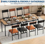 Takywep Dining Table Set for 4 – Wooden Kitchen Table with 4 PU Upholstered Chairs, Industrial Metal Frame Kitchen & Dining Set for Home, Apartment, Studio, Brown & Black