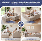 MAXYOYO Couch, 96-Inch L-Shaped Cloud Couch with Ottoman | Beige Layered Cushioning and Flexible Modules Create an Upholstered Sofa in a Box with No Assembly for Spacious Living Rooms.